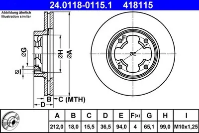 Billig Bromsskiva ATE 24.0118-0115.1
