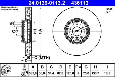 Autentisk Bromsskiva ATE 24.0136-0113.2